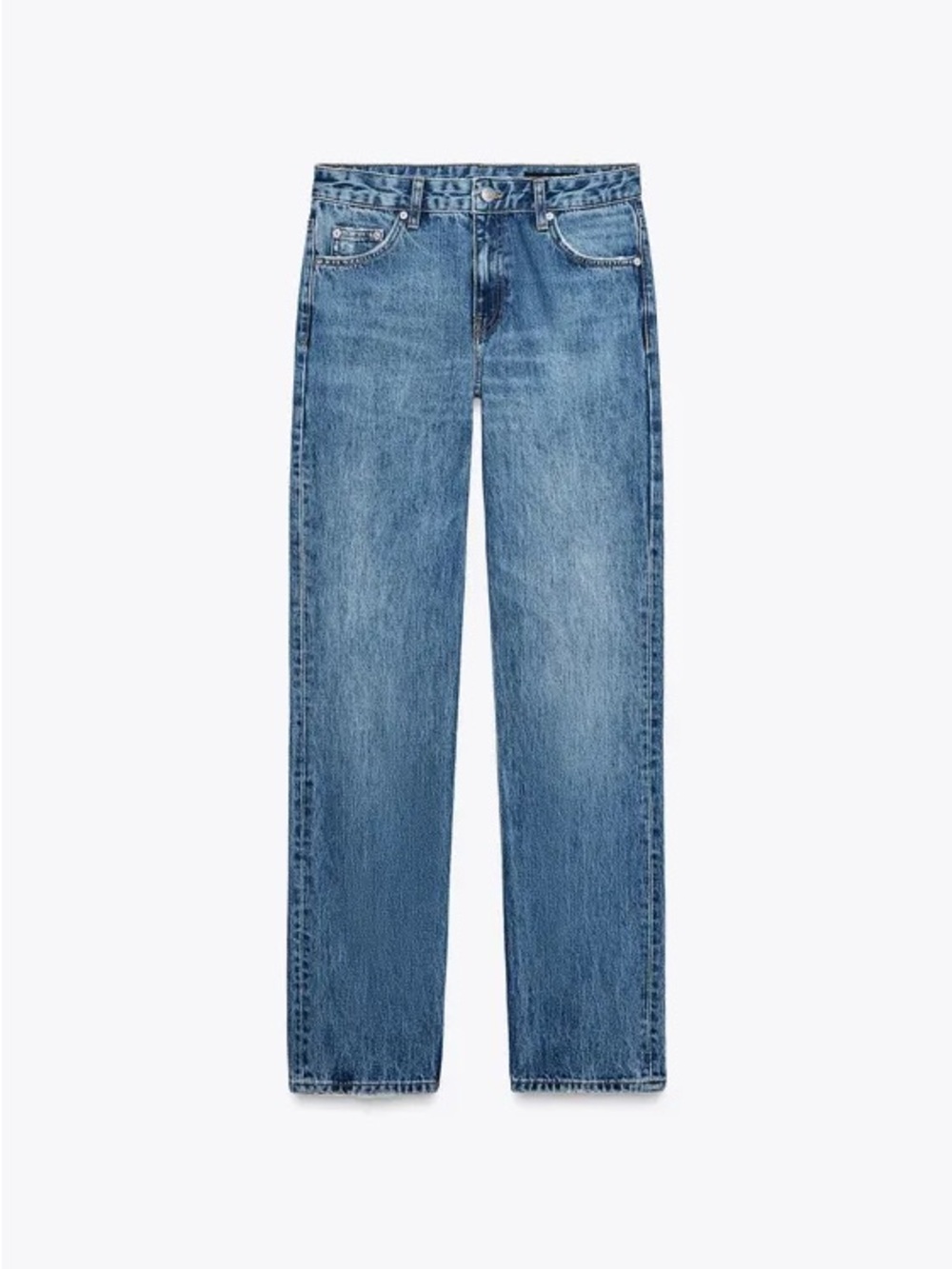 Zara Mid-Rise Straight Leg Jeans Women’s 6 No Stretch 100% Cotton - Picture 3 of 10